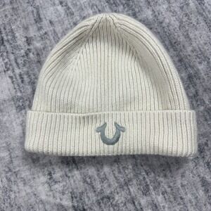 True Religion Beige Cuffed Knit Wool Cashmere Blend Beanie Winter